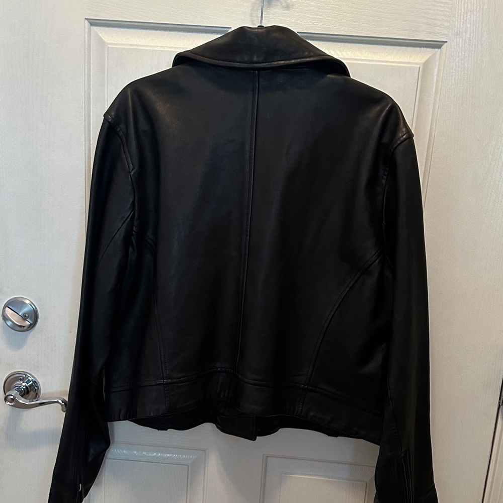 Abercrombie & Fitch Black 100% Buttery Soft Lambskin Leather Jacket - Picture 4 of 5
